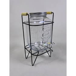 Glass Water Dispenser 4L w/Wire Rack