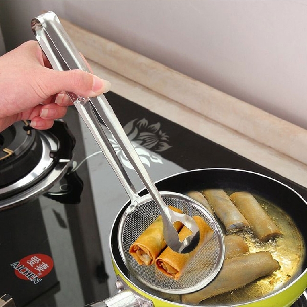 Stainless Steel Oil Frying Clamp Spoon with Clip