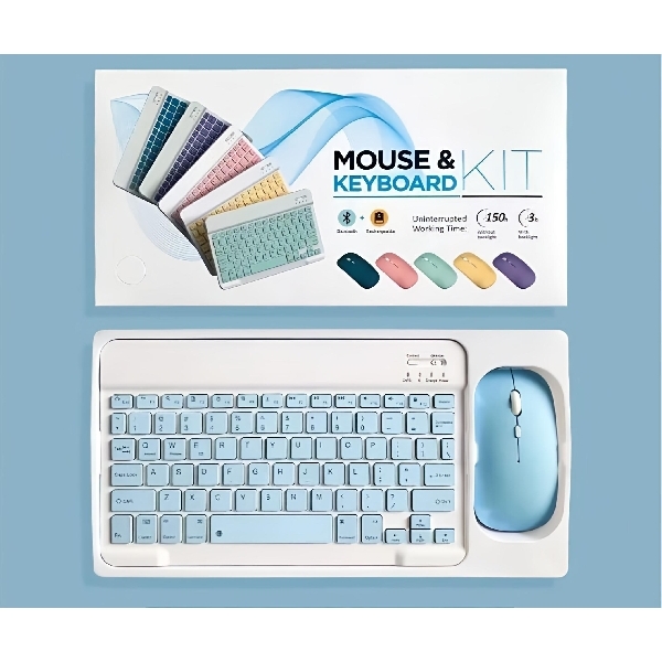 ឈុត Keyboard + Mouse Bluetooth wireless ប្រើថ្មសាក
