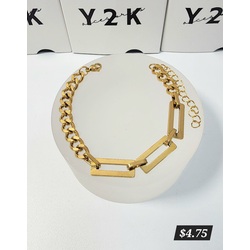 Gold Rectangle Chain Bracelet