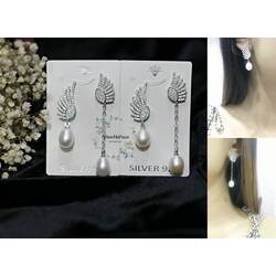 Silver Rhodium Plated Freshwater Pearl Earring