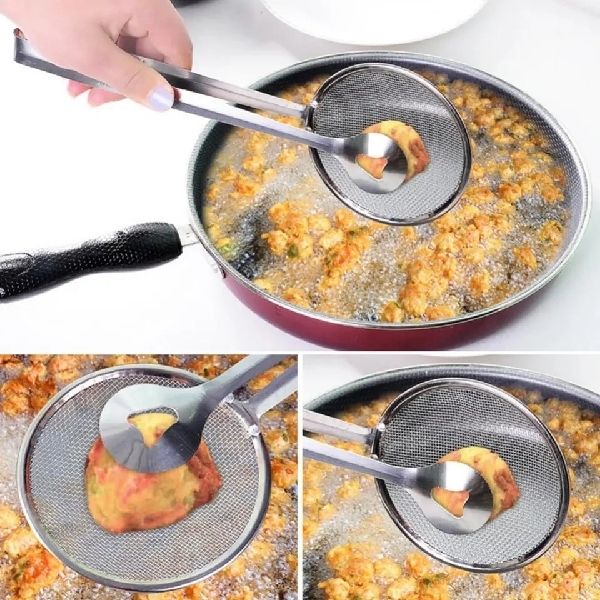 Stainless Steel Oil Frying Clamp Spoon with Clip