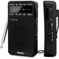 PRUNUS Portable Radio AM FM, Battery Operated Radio with Tuning Light, Back Clip