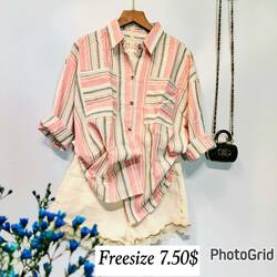 Women Striped Shirt Free Size