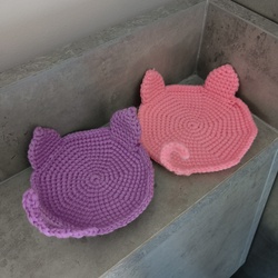 Handmade Crochet Cat Coaster 