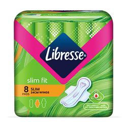 សំឡីអនាម័យ Libresse ប្រភេទស្តើង មានស្លាប 8បន្ទះ