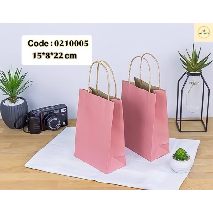 #0210005 Pink Paper Bag (Craft Bag) 15x8x22cm - 20PCS