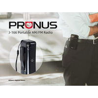 PRUNUS Portable Radio AM FM, Battery Operated Radio with Tuning Light, Back Clip