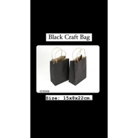 #0210008 Black Paper Bag (Craft Bag) 15x8x22cm - 20PCS