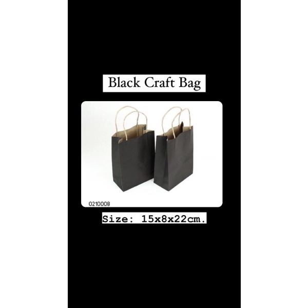 #0210008 Black Paper Bag (Craft Bag) 15x8x22cm - 20PCS