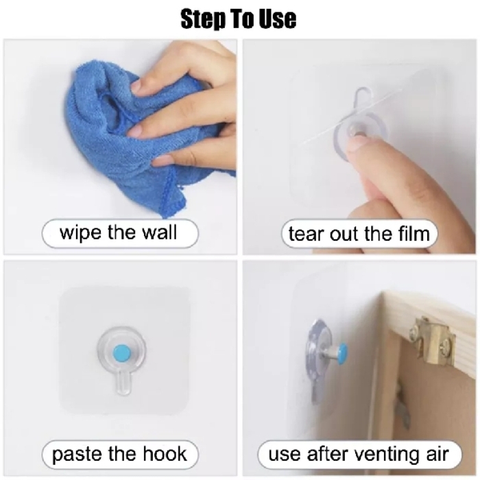 4PCS Strong Adhesive Transparent Wall Hook Hanger