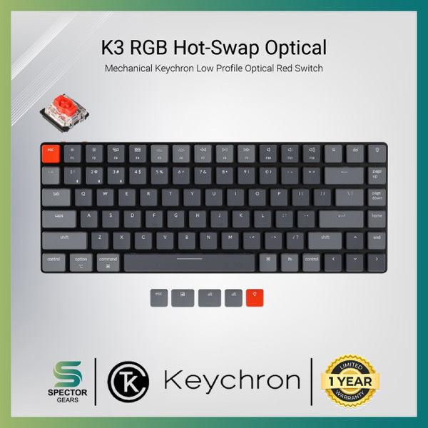Keychron K3 (V2) RGB Hot-Swappable Low Profile Keychron Optical Mechanical Red Switch