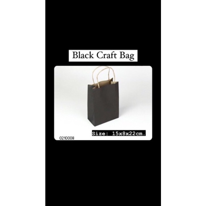 #0210008 Black Paper Bag (Craft Bag) 15x8x22cm - 20PCS