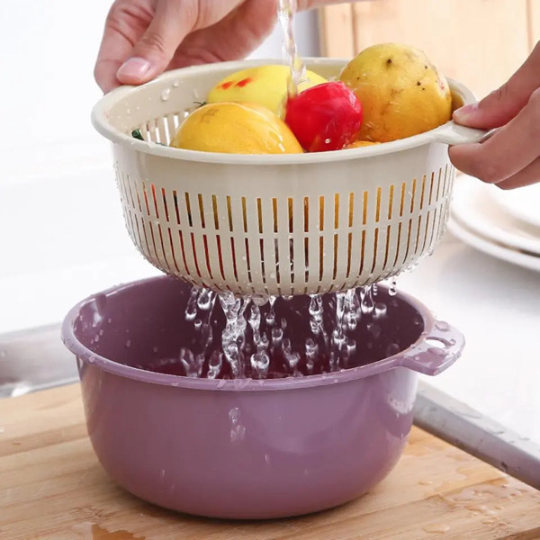 Removable Double Layers Fruit Vegetable Basket