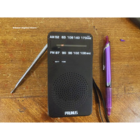 PRUNUS Portable Radio AM FM, Battery Operated Radio with Tuning Light, Back Clip
