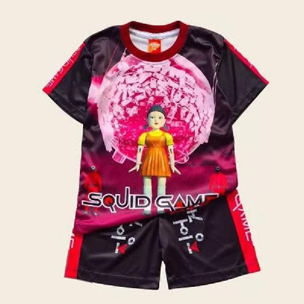 Squid Game Set - Short Sleeves T-Shirt with Shorts - Black