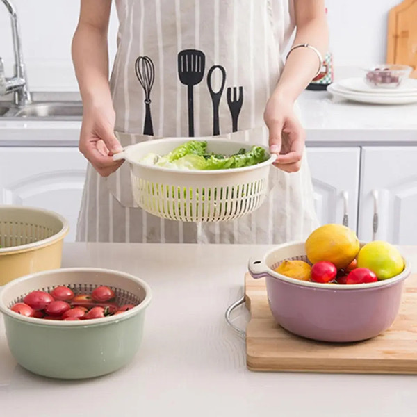 Removable Double Layers Fruit Vegetable Basket