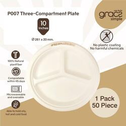 P007 Three-Compartment Plate 10 Inches 50PCS