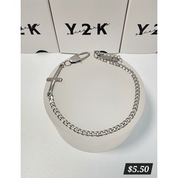 Silver Cross Chain Bracelet