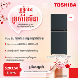 Toshiba Refrigerator -Blue- (Inverter,Double door,194L) - GR-RT252WE-PMFC(52) 