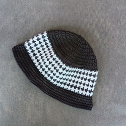Handmade Crochet Black and White Bucket Hat