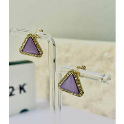 Triangular Purple Colour Alloy Earrings