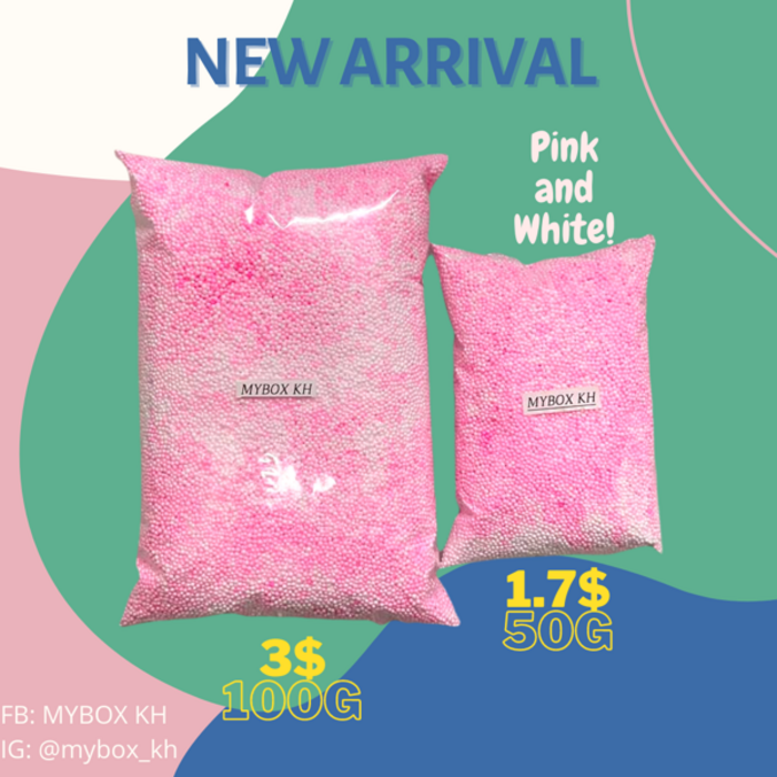 #F05 Foam Beads (Pink+White) 100g x 1PC