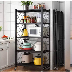 Foldable 5 Layers Rack 71x34x155cm - Black