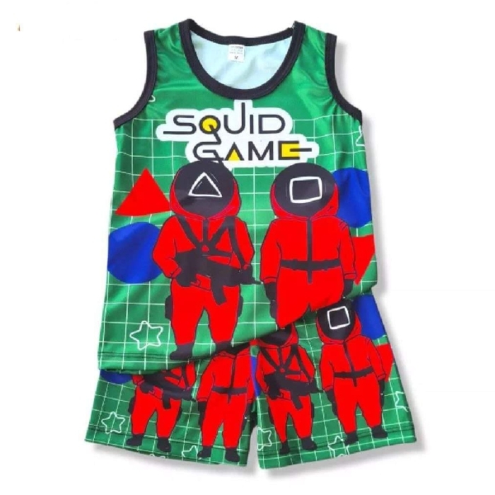Squid Game Set - Non-Sleeve T-Shirt and Shorts - Green