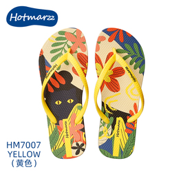 Hotmarzz Black Cat Yellow Flip Flop 