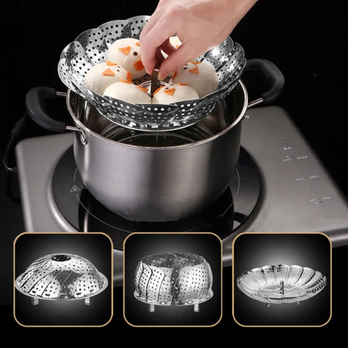 Stainless Steel Folding Food Steamer Basket 