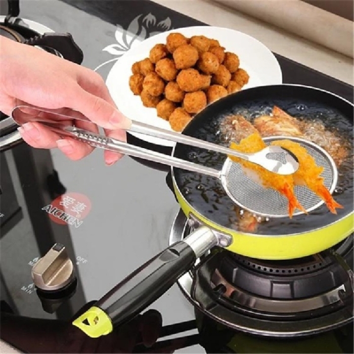 Stainless Steel Oil Frying Clamp Spoon with Clip