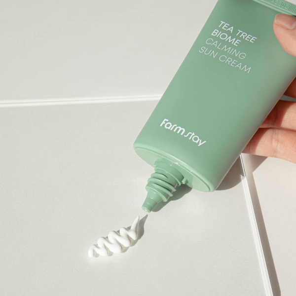 Farmstay tea tree blome calming sun cream 