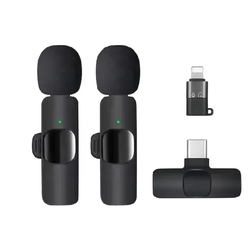 ម៉ៃក្រូហ្វូន គូ Microphone K9 mini មីក្រូហ្វូនឥតខ្សែប្រើជាមួយ Iphone និងប្រភេទ ទូរស័ព្ទ Type-C (Type-C+Lightning)