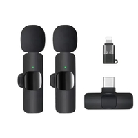 ម៉ៃក្រូហ្វូន គូ Microphone K9 mini មីក្រូហ្វូនឥតខ្សែប្រើជាមួយ Iphone និងប្រភេទ ទូរស័ព្ទ Type-C (Type-C+Lightning)