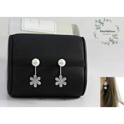 Silver Rhodium Plated 2 in 1 Freshwater Pearl Earring