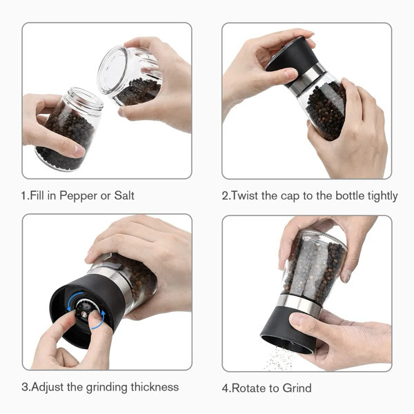 Pepper Grinder Glass Seasoning Bottle 