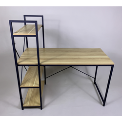RUVO Study Desk with Shelves - Black Frame 