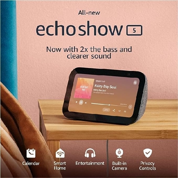 All-New Echo Show 5 (3rd Gen) 2023 Release - Charcoal