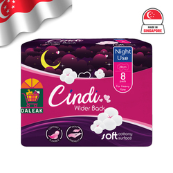 CINDI NIGHT WIDER BACK WING SANITARY PADS 29CM-8'S