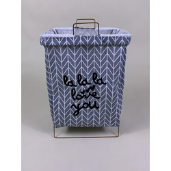 Fabric Laundry Bag w/Metal Frame - Grey LaLaLa 