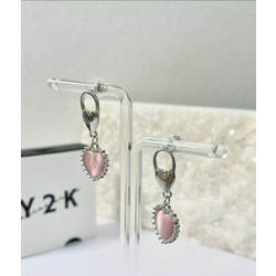 Pink Opal Peach Heart Earrings
