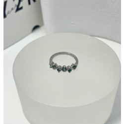 Blue and White Diamond Cluster Ring