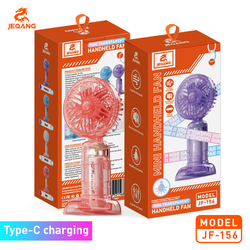 JEQANG MINI HANDLED FAN TRANSPARENT HGIH+SPEED Pink 1piece