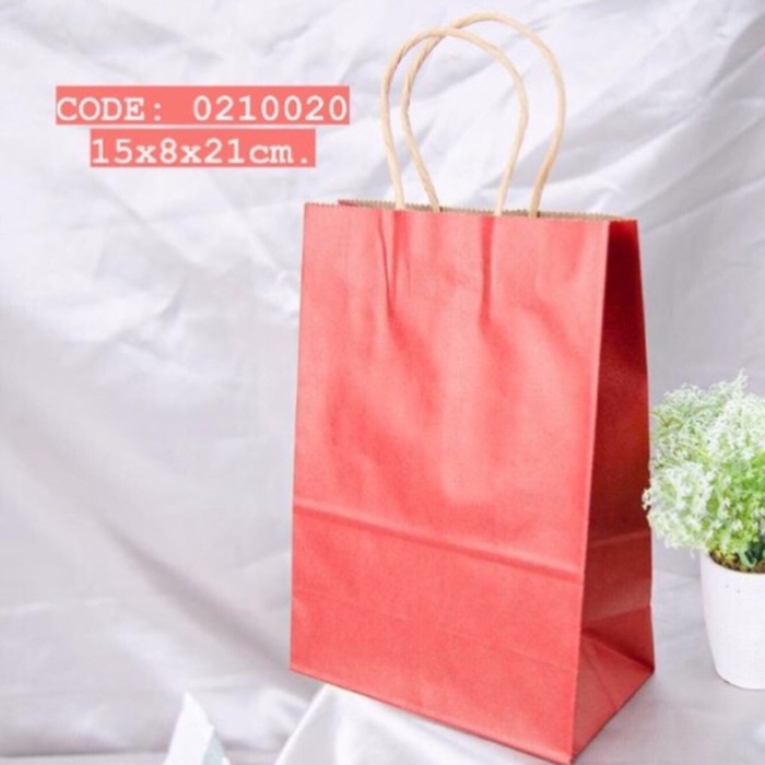 #0210020 Red Paper Bag (Craft Bag) Size S 15x8x21cm - 20PCS