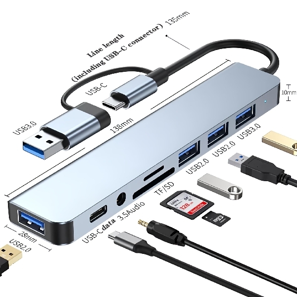 TypeC /USB3.0 to Hub 7 in 1-ដុយត