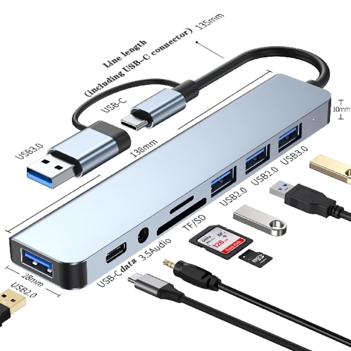 TypeC /USB3.0 to Hub 7 in 1-ដុយត