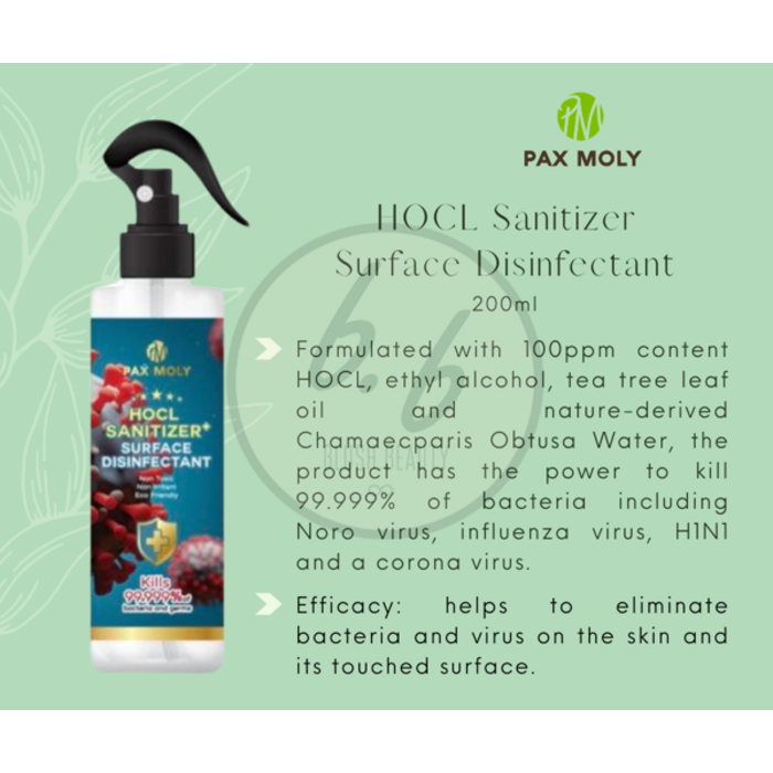 Pax Moly Sanitizer + Surface Disinfectant 200ml - 1 Bottle 