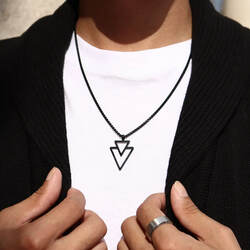 Black Double Triangle Black Pendant Necklace