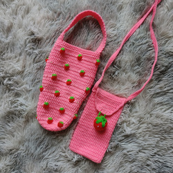 Handmade Crochet 890ml Tumbler Holder and Phone Bag Set